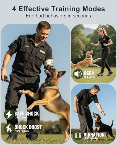 Dog Shock Collar - 4500FT Dog Training Collar with Remote, IPX8 Waterproof Electric Dog Collar with 4 Training Modes, Security Lock, Rechargeable eCollar for 10-120lbs Small Medium Large Dogs