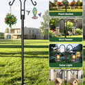 Double Shepherds Hooks, 76 Inch Bird Feeder Pole with 5-Prong Base, 3/4 Inch Thick Heavy Duty Adjustable Garden Hooks for Hanging Plants, Hummingbird Feeder, Solar Lights, Lantern Outdoor Garden Decor