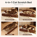 FUKUMARU 26 Inch Cat Scratcher Bed, 2 Reversible Cardboard Cat Scratch Pads Refill for Indoor Cats, Durable Large Cats Scratching Bed Sofa Couch Lounger with Fun Toys, Furniture Protector, Caramel
