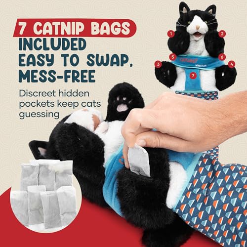 Cat Wrestling Glove Puppet – Interactive Hand Mitt with Durable Protective Sleeve and Catnip - Play & Enrichment