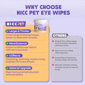 HICC PET Eyes Wipes for Dogs & Cats, Vet-Recommended Dog Eye Infection Treatment, Gently Remove Tear Stain, Debris, Discharge - Hypoallergenic Pet Eye Wash Cleaner for Eyes, Wrinkle, Face - 100pcs