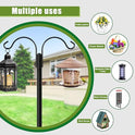 XDW-GIFTS Double Shepherds Hooks for Outdoor, 2-Pack Heavy Duty Garden Pole for Hanging Bird Feeder, Plant Baskets, Solar Light Lanterns, Garden Plant Hanger Stands with 5 Base Prongs