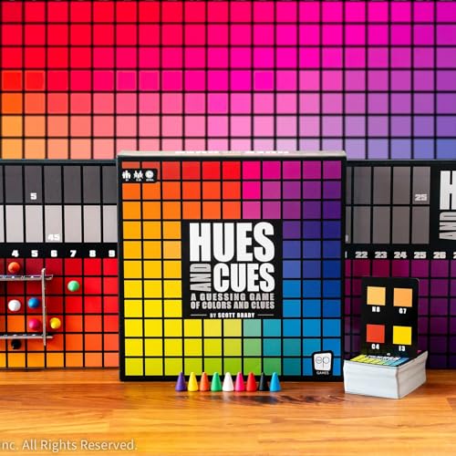 HUES and CUES - Vibrant Color Guessing Board Game for 3-10 Players Ages 8+, Connect Clues and Guess from 480 Color Squares