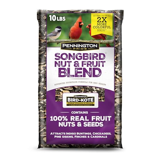 Pennington Pride Songbird Nut & Fruit Blend, Wild Bird Seed for Outside Feeders, Advanced Nutrition Formula for Health, Bird Food, 10-lb. Bag