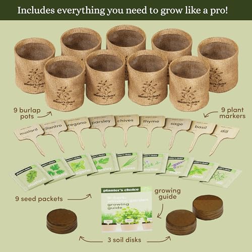 9 Herb Indoor Window Garden Kit - House Plants Seeds - Birthday Gifts | Best Unique Gift Ideas for Women, Mom, Friend, Her, Housewarming, Mother - Live Plant Starter, Gardening Lovers