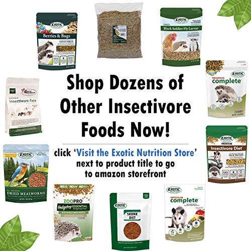 Berries & Bugs 1.5 lb - All Natural High Protein High Fiber Food for Hedgehogs, Skunks, Opossums, Sugar Gliders - Universal Insectivore Diet with Fruit, Gut-Loaded Insects, & Healthy Vitamins