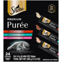 Sheba Premium Puree Cat Treats Lickable Roasted Chicken Flavor, Smoked Salmon Flavor, and Seared Tuna Flavor, 0.49 oz. Tubes, 24 Count
