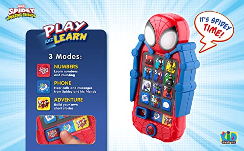 Spidey and His Amazing Friends Toy Phone for Toddler with Built-in Preschool Learning Games, Educational Toys for Toddlers