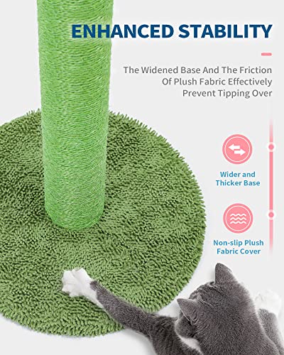 Made4Pets Cat Scratching Post, 25.6" Cactus Cat Scratcher Kitten Scratch Post with Sisal Rope for Indoor Cats Claw Scratcher, Vertical Green Cat Tree with Dangling Ball for Kitties Medium
