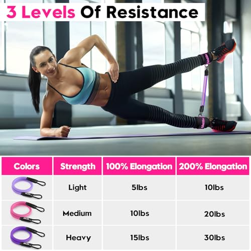 WALITO Ankle Resistance Bands with Cuffs, Exercise Bands for Legs and Butt, Booty Workout Equipment for Kickbacks and Hip Fitness Training