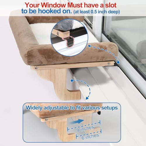 Zakkart Cat Perch for Window Sill with Bolster, 24in, Gray
