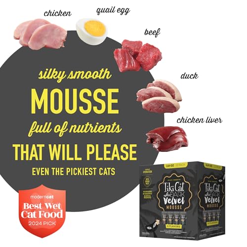 Tiki Cat After Dark Velvet Mousse Wet Cat Food, Variety Pack, 2.8 oz. Pouch (Pack of 12)