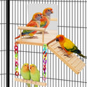 Bird Perches Platform Swing with Bird Mirror Climbing Ladder Birds Toys Cage Accessories for Cockatiels, Lovebirds, Pacific Parrotlets,Chinchilla, Hamster Play Gym Exercise Stand (with Mirror)