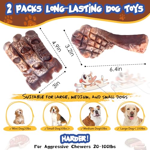 Fuufome Dog Chew Toys for Aggressive Chewers：2 Pack Indestructible Dog Toy for Large Breed- Tough Nylon Teething Bone Toy to Keep Them Busy