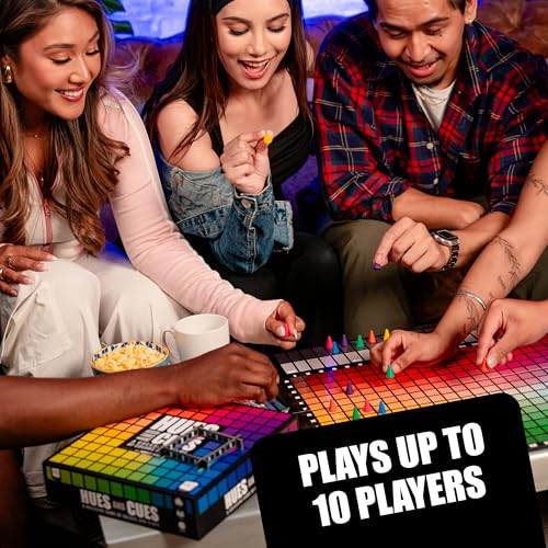HUES and CUES - Vibrant Color Guessing Board Game for 3-10 Players Ages 8+, Connect Clues and Guess from 480 Color Squares