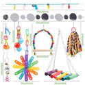QUOZUO 9 Pcs Parakeet Cockatiel Bird Toys, Parrots Cage Accessories Swing Rope Hanging Wooden Perch Chewing Toy for Budgerigar, Parrot, Cockatiel