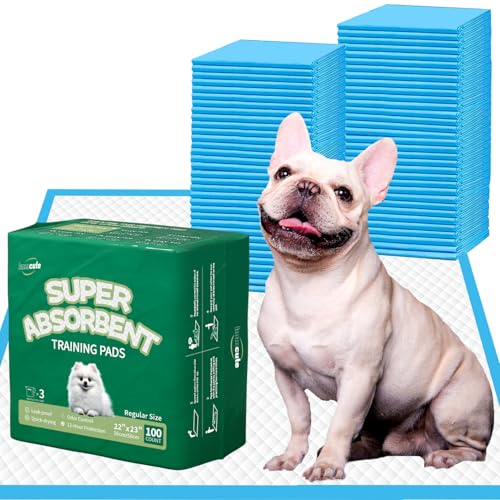 IMMCUTE Puppy Pads 22"x23" 100 Count | 6-Layer Leak-Proof & Super Absorbent Dog Training Pads | Disposable Potty Pads for Puppies, Dogs, Cats & Rabbits | Blue & White
