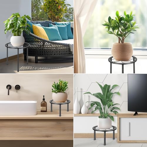 Amaoot 5 Pack Metal Plant Stand, Iron Plant Stands for Indoor and Outdoor | Flower Pot Stands for Multiple Plant, Black Potted Plant Holder for Garden Home