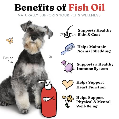 Fish Oil for Dogs, Healthy Skin & Coat Salmon Pollock Liquid Omega 3, 64 oz | Soft Shiny Glossy Coat, EPA DHA, Immune System & Heart Function Support, Normal Shedding, Supplement for Pets