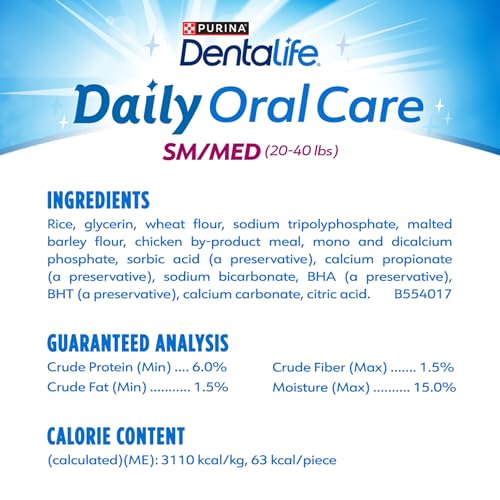 DentaLife Daily Oral Care Dog Treats for Small and Medium Dogs, Chewy Dental Treat to Freshen Breath and Fight Tartar, Chicken Flavor - 40 ct. Pouch