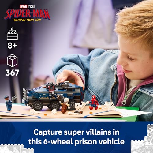 LEGO Marvel Spider-Man Prison Transport Chase - Super Hero Building Toy for Boys & Girls, Ages 8+ - Includes 4 Minifigures - Spider-Man Toy for Fans - Gift for Birthdays - 76349
