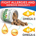 BARK&SPARK Omega 3 for Dogs - 180 Fish Oil Treats for Dog Shedding, Skin Allergy Chews, Itch Relief, Hot Spots Treatment - Joint Health - Skin and Coat Supplement - EPA & DHA Fatty Acids - Salmon Oil