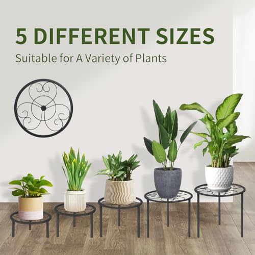 5 Pack Metal Plant Stands,Heavy Duty Potted Holder for Flower Pot, Rustproof Iron Plant Risers, Suitable for Indoor and Outdoor Decoration ,Garden Container Round Supports Rack for Planter