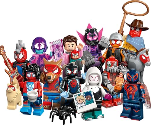 LEGO Minifigures Spider-Man: Across the Spider-Verse - Get 1 of 12 Collectible Toys with Accessories - Gift for 5+ Year Old Boys & Girls - Mystery Box - 71050