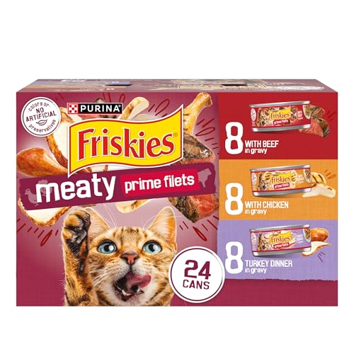 Purina Friskies Gravy Wet Cat Food Variety Pack,  Filets Meaty Favorites - (Pack of 24) 5.5 oz. Cans