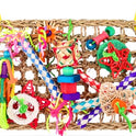 KATUMO Bird Toys, Bird Foraging Wall Toy, Edible Seagrass Woven Climbing Hammock Mat with Colorful Chewing Toys, Suitable for Lovebirds, Finch, Parakeets, Budgerigars, Conure, Cockatiel