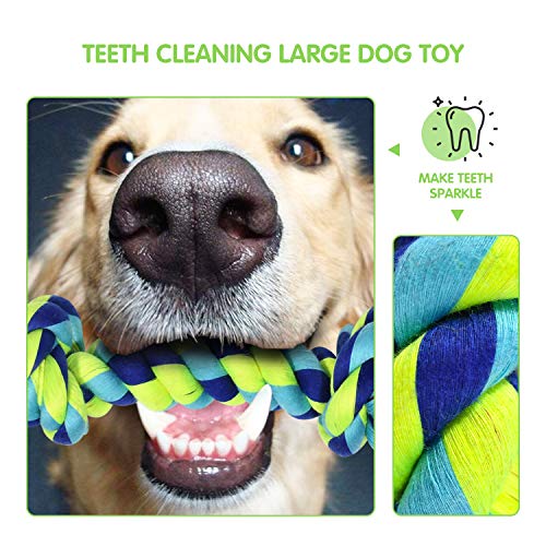 SHARLOVY Large Tough Chew Toys for Aggressive Chewers Large Breed,Heavy Duty Dental Rope Toys Kit for Medium Dogs,5 Knots Indestructible Cotton Puppy Teething Chew Tug Toy Set of 9