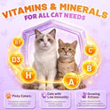 Taurine for Cats Vitamins Treats, 15 in 1 Cat Multivitamin Support Joint, Skin Coat, Digestion, Immunity & Energy, 500 Crunchy & Creamy Chews with Essential Vitamin for Cats All Ages (90-Day Supply)