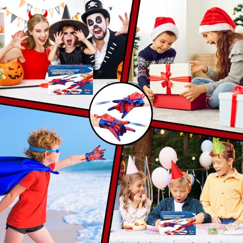 Excitobo 2 Sets Superhero Web Shooters for Kids Age 3-7,Adjustable Wrist Launcher Slinging Toy Set with 40 Darts,Ideal Birthday for Boys & Girls Imaginative Role-Play Costume Accessory