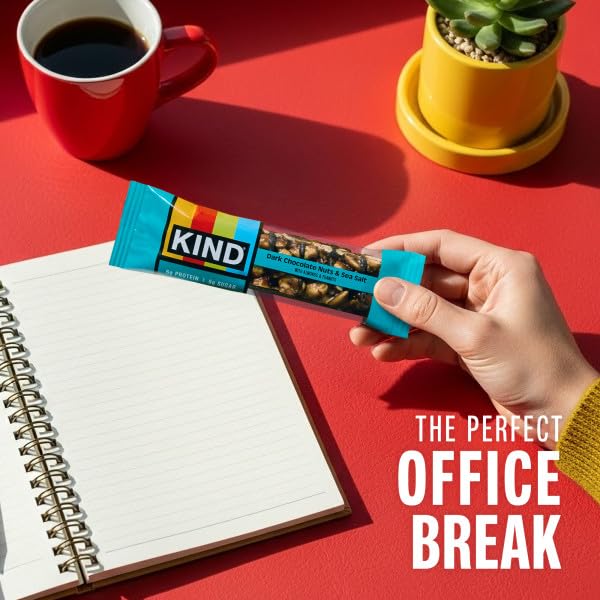 KIND Nut Bars, Dark Chocolate Nuts and Sea Salt, Healthy Snacks, Gluten Free, Low Sugar, 6g Protein, 12 Count