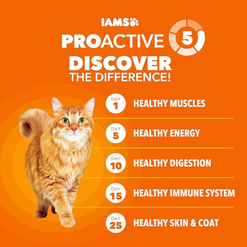 IAMS Proactive Health Dry Cat Food Hairball Care, Adult Cat Food, with Real Chicken and Salmon, 7 lb. Bag