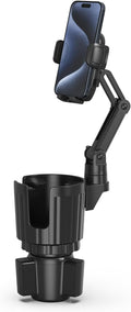 Phone Holders for Your Car, 2 in 1 Universal Cup Holder Expander Adjustable Base with Phone Mount, Long Arm with 360°Rotation Cup Holder Phones Mount for Car Compatible with All Smartphones