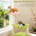 MUTTROS Flower Cat Tree, 28" Cat Tower with Cozy Flower Perch, Large Hammock for Indoor Small Cats, Cute Cat Tree with Sisal Scratching Post and Fur Toy Ball for Kittens, Pink