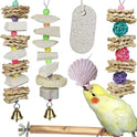 Parrot Chewing Toys (6 pcs) Natural Cuttlebone Bird Beak Trimmer Grinding Stone Lava Block Calcium Stone Bird Perch Cage Toys for Small and Medium Parakeets, Cockatiels, Conures, Budgies, Lovebirds