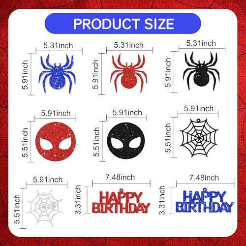 BEISHIDA Spider Birthday Hanging Swirl Decorations Pre-Strung Hero Theme Party Decorations Kids Spider Birthday Baby Shower Decor Supplies