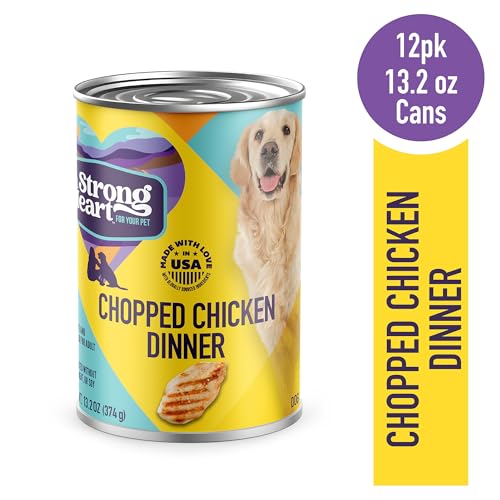 A Strong Heart Wet Dog Food, Chopped Chicken Dinner — Real Chicken & Liver — Complete & Balanced for All Life Stages, Made in USA — 13.2 oz Cans, Pack of 12