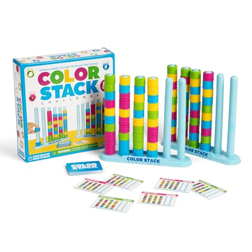 Color Stack Challenge by Relatable – A Fast-Paced Color Matching Puzzle Game for Fun Parties and Family Game Night. Includes 2 Stack Racks, 50 Challenge Cards, 80 Rings & Instructions.