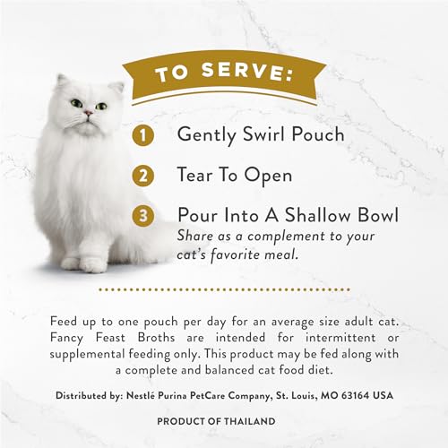 Purina Fancy Feast Broth Seafood Bisque Complement Variety Pack Gourmet Grain-Free Lickable Cat Food Topper, Pack of 12, 1.4 oz. Pouches