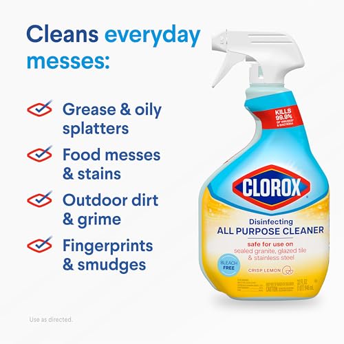 Clorox Disinfecting All-Purpose Cleaner 32 Oz and Bathroom Cleaner, Household Essentials, 30 Oz, Pack of 3