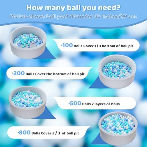MoonxHome Ball Pit Balls for Toddlers, BPA Free Crush Proof Plastic Toy Balls for Ball Pit, Children's Pool Water Toys, Macaron Ocean Balls for Play Tent 2.15 Inch Pack of 100 200 500 800 1000