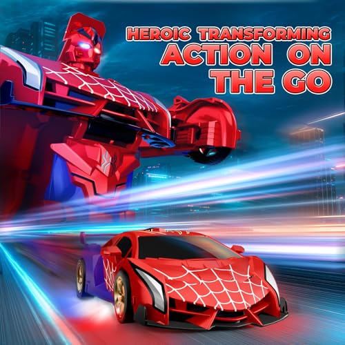 Spider Transform RC Cars Toys with Eye & Underbody Lights, 2.4GHz Remote Control Car One-Button Deformation, Fast 360°Rotation Robot Toys Birthday Gifts for 3 4 5 6 7 8 9 10 Year Old Boys Age 4-7 8-12