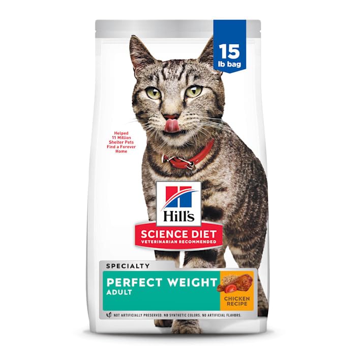 Hill's Science Diet Adult Perfect Weight Dry Cat Food, Chicken, 15 lb. Bag