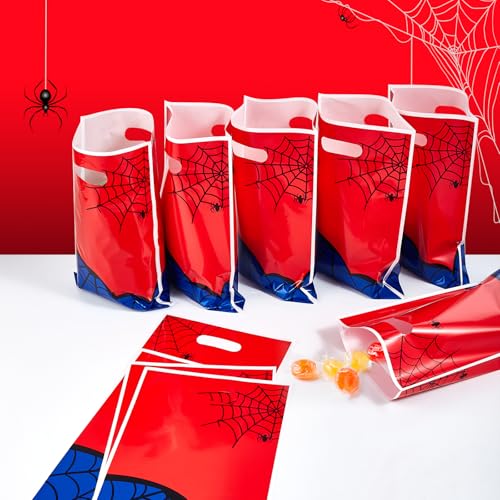 Yzzhaoo 30 Pcs Spider Goodie Bags Party Favors Bags with Handles for Birthday Party Theme Chiristmas Halloween Candy Bag Treat Cookie Gift bags