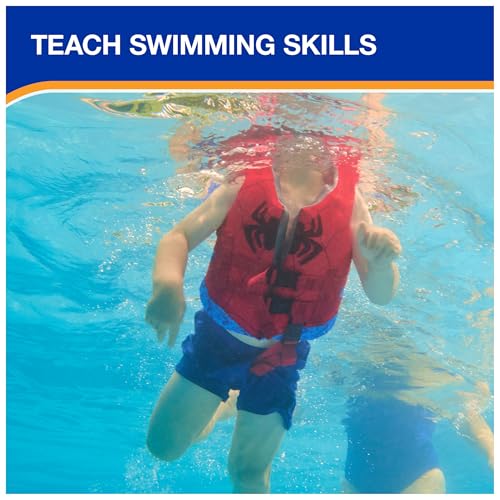 SwimWays Marvel Swim Trainer Life Jacket, US Coast Guard Approved Swim Vest, Pool Floats & Life Jackets for Kids 33-55 lbs, Spider-Man
