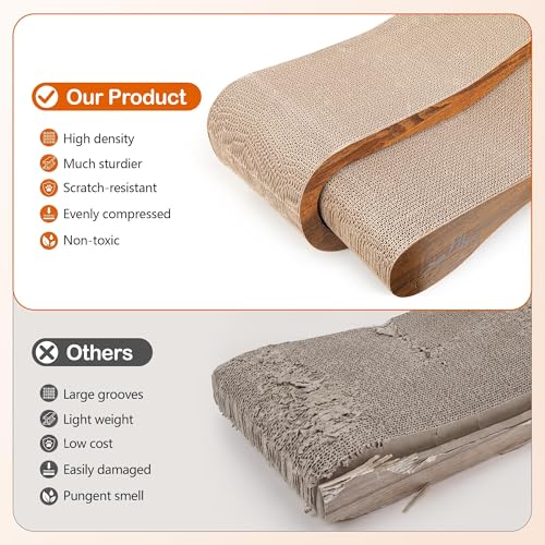 Cat Scratcher 2 in 1 Scratchers for Indoor Cats Scratching Board Cardboard, Horizontal Corrugated Scratch Pad for Cats as Beds & Furniture Reversible Sofa Scratch