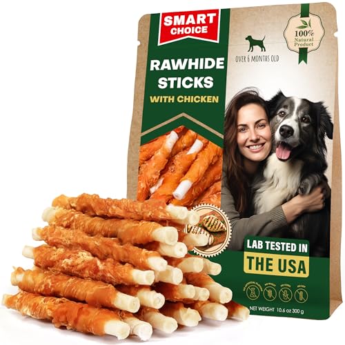 Beloved Pets Dog Treats & Long Lasting Rawhide Chews Wrapped Chicken 10.6 Oz – Pet Bones Sticks for Large, Medium & Small Breeds – Aggressive Chewers Snacks – Puppy Toys Treats